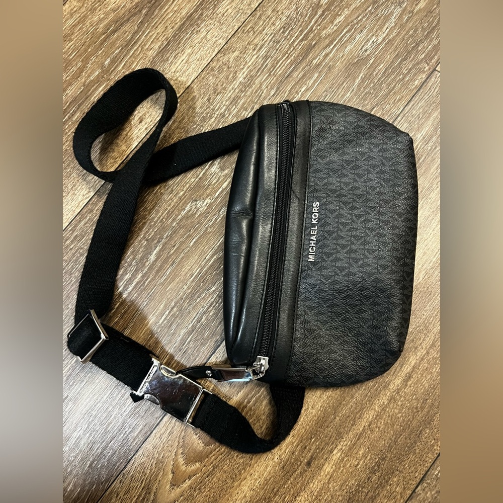 Michael Kors Black Belt Bag with Signature Monogram